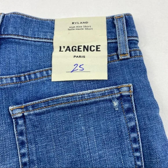 L’AGENCE | Bejeweled Rhinestone Ryland High Rise Jean Shorts RARE | 25 New - Picture 7 of 11